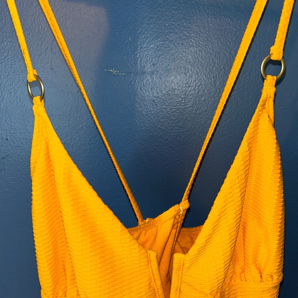 Jessica Simpson Women Orange Textured One Pc XL Swimsuit Summer Beachwear Boho - Picture 3 of 11